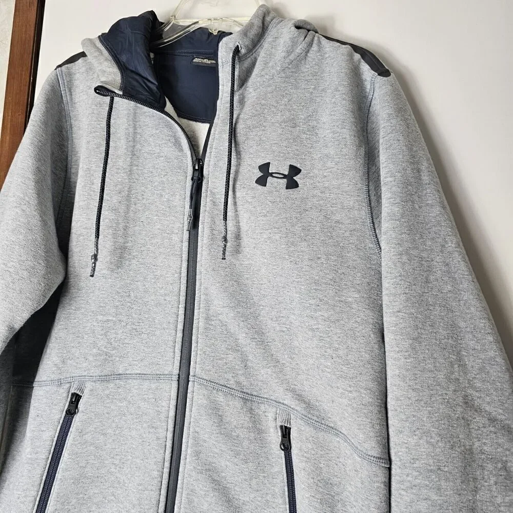 Under Armour Gray Men's Size Medium Fitted Coupe Hooded Zip Up Jacket Athletic